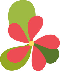 Red Flower with Green Leaves icon in flat style.