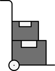  Push Cart With Box Icon In Flat Style.