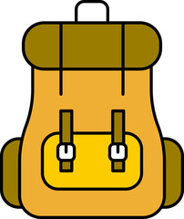 Backpack icon in yellow and green color.