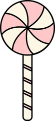 Lollipop Icon In Pink And Pastel Yellow Color.