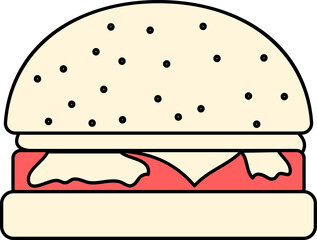 Burger icon In Yellow And Red Color.