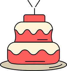 Colorful Cake Icon In Flat Style.