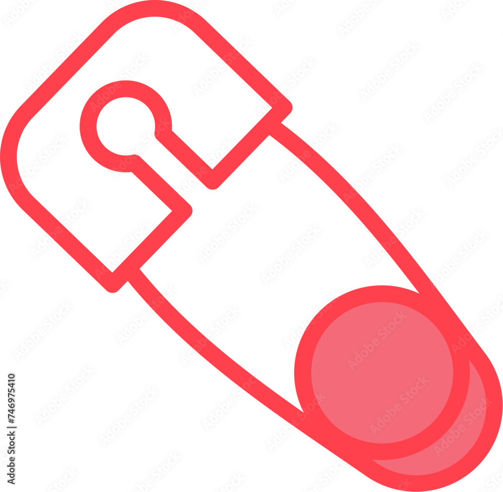 Wall mural safety pin icon in red and white color.