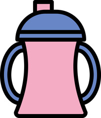 Sippy Cup Icon In Blue And Pink Color.