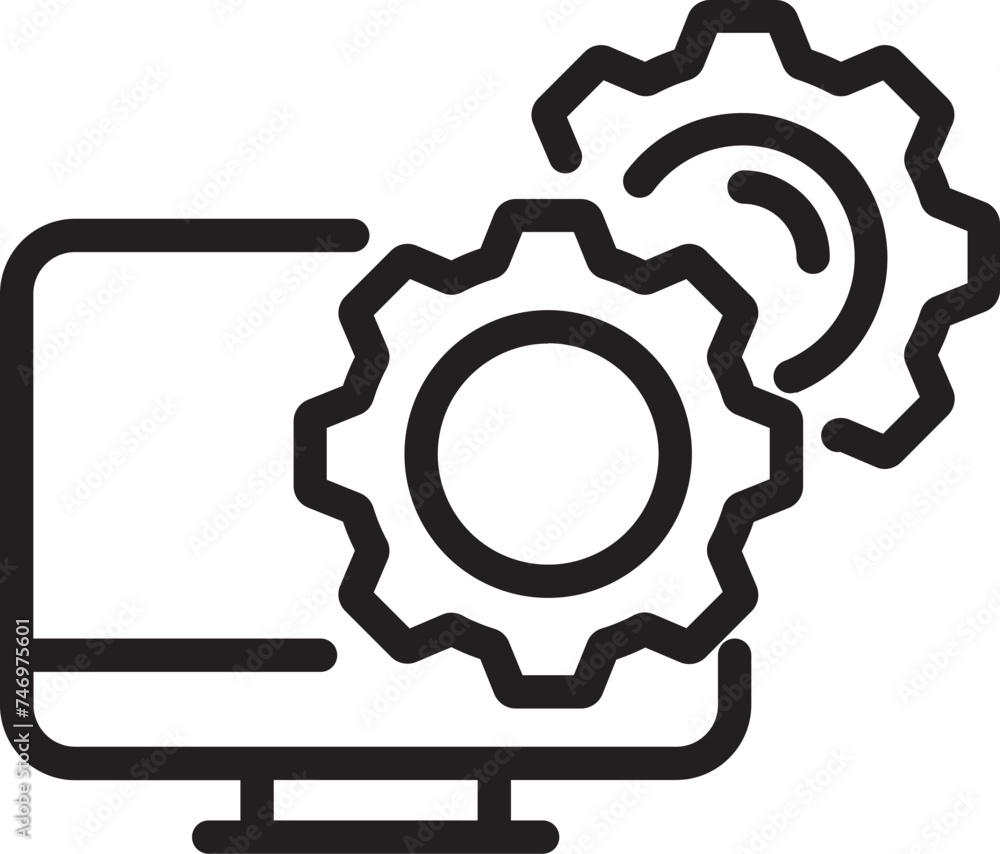 Poster monitor setting icon in line art.