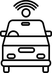 Wifi connected car icon in thin line art.