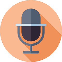 Gray Voice Recorder or Microphone icon on orange circle background.
