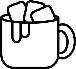 Marshmallow in Cocoa Cup Icon. Line Art Sign or Symbol.