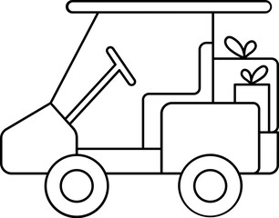 Delivery Ricksaw Or Vehicle Icon In Black Outline.