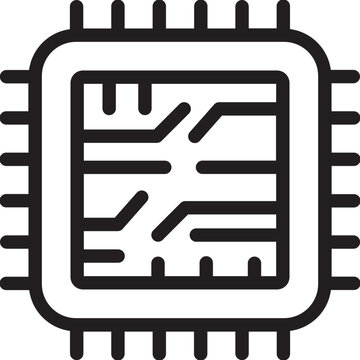 recommend clip art: Isolated Microchip icon in line art.