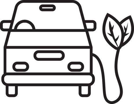 recommend clip art: Eco car icon in thin line art.