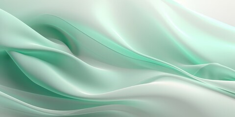 Fototapeta premium Abstract white and Mint Green silk fabric weave of cotton or linen satin fabric lies texture background.