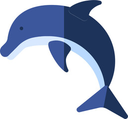 Flat style dolphin icon in blue color.