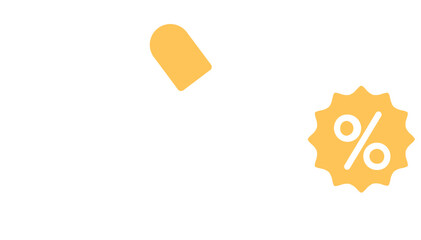 Ice Cream Vehicle With Percentage Label Icon In Flat Style.