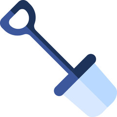 Flat Style Shovel icon in blue color.