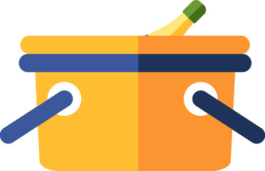 Vector illustration of Bottle in ice box.