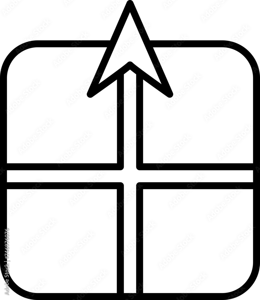 Poster line art illustration of gps navigation map cursor icon.