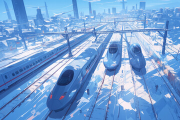 Railway transportation in the snow