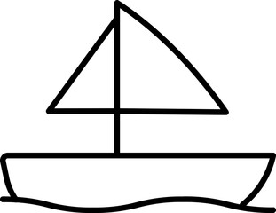 Black outline Sailboat icon on white background.