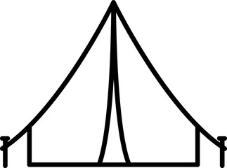 Line art illustration of Tent icon.