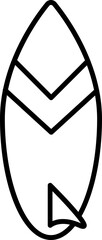 Isolated Surfboard icon in line art.