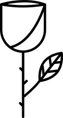 Black line art illustration of Rose Bud icon.