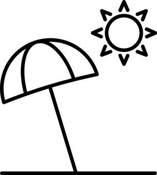 recommend clip art: Umbrella with Sun icon in black line art.