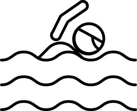 recommend clip art: Line art illustration of Snorkeling man in water icon.