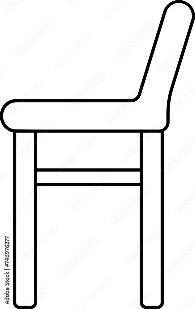 Sticker chair or ripley stool icon in black line art.