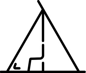 Black line art illustration of Tent icon.