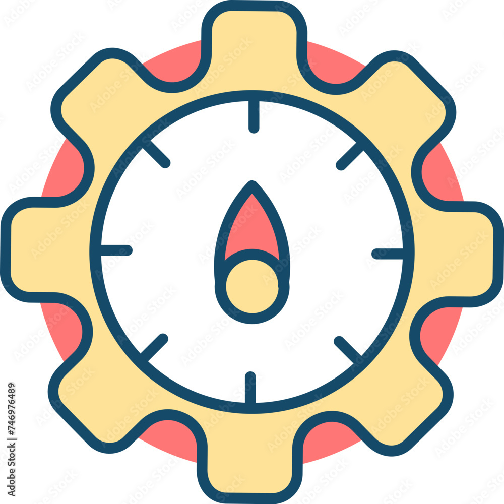 Poster speed setting icon in yellow and red color.