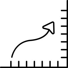 Line art illustration of Strategy data analysis arrow graph icon.