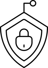 Illustration of Lock on shield icon in line art.
