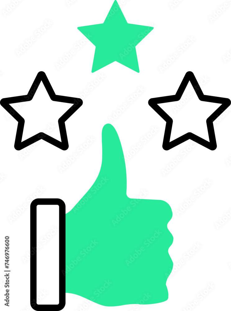 Canvas Prints Thumb up with stars icon in green and black color.