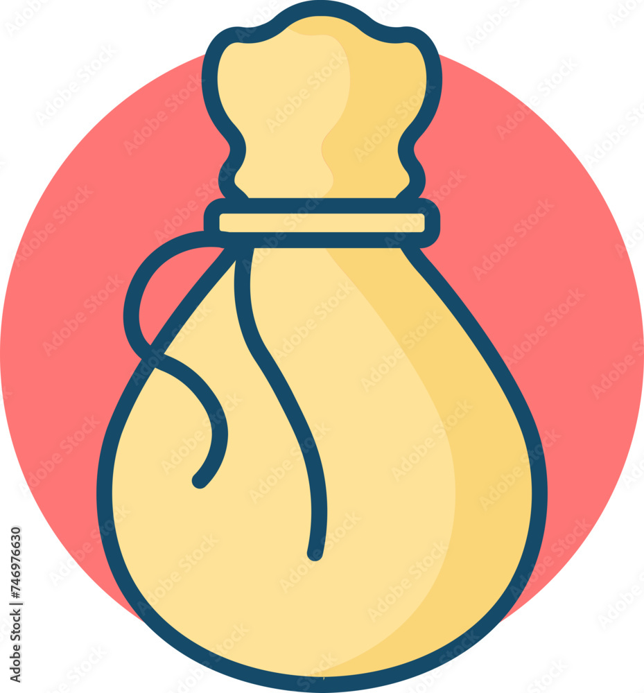 Canvas Prints yellow money bag on red circle background.