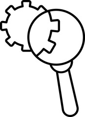 Line art Search cog icon in flat style.