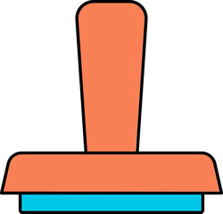 Stamp Icon In Orange And Blue Color.