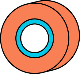 Paper Or Tape Roll Icon In Orange And Blue Color.