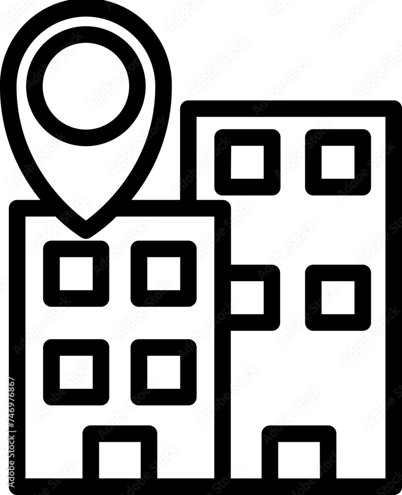 Poster linear style building location icon.