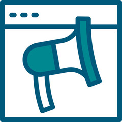 Illustration Of Online Marketing Icon In Cyan And White Color.