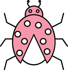 Ladybug Icon In Pink And White Color.