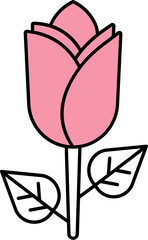 Flat Style Flower Icon In Pink And White Color.