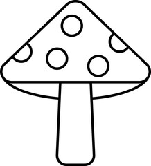 Mushroom Icon In Thin Line Art.