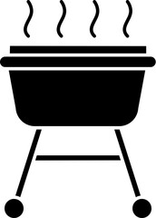 BBQ Grill Icon Or Symbol In Glyph Style.