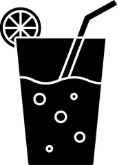 Lemonade Glass Icon In Glyph Style.