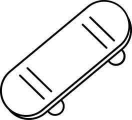 Illustration of Skateboard Icon in Thin Line Art.