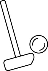 Polo Stick with Ball Icon in Black Outline.