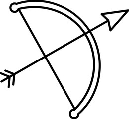 Bow with Arrow Icon in Line Art.