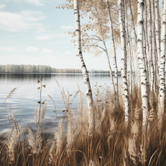 Fototapeta premium White birch trunks