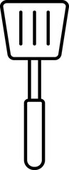 Slotted Turner Spatula Icon in Black Line Art.